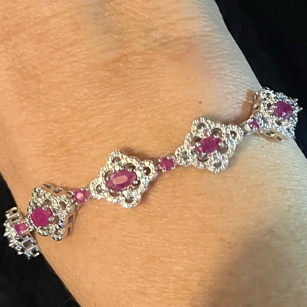Burmese Ruby Sterling Silver Bracelet - image 1